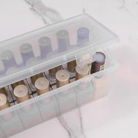 Caja De Almacenamiento Para Uñas Rectangular Y Transparente De Plástico Organizador De Herramientas De Manicura Con Lugar Para Brochas Y Rhinestones - details 3