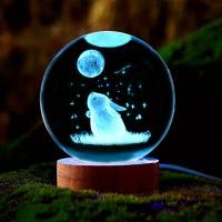 1pc Bola De Cristal Lunar Con Zorro 3D Carpado Base De Madera Decoración Para El Hogar Y La Oficina Regalo De Cumpleaños Día De San Valentín Día De La Madre - details 2