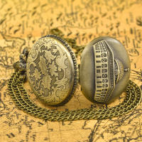 Collar De Palacio Islámico Vintage De Cobre Con Reloj De Cuarzo En Forma De Concha De Muelle Regalo Para Estudiantes Unisex - details 4
