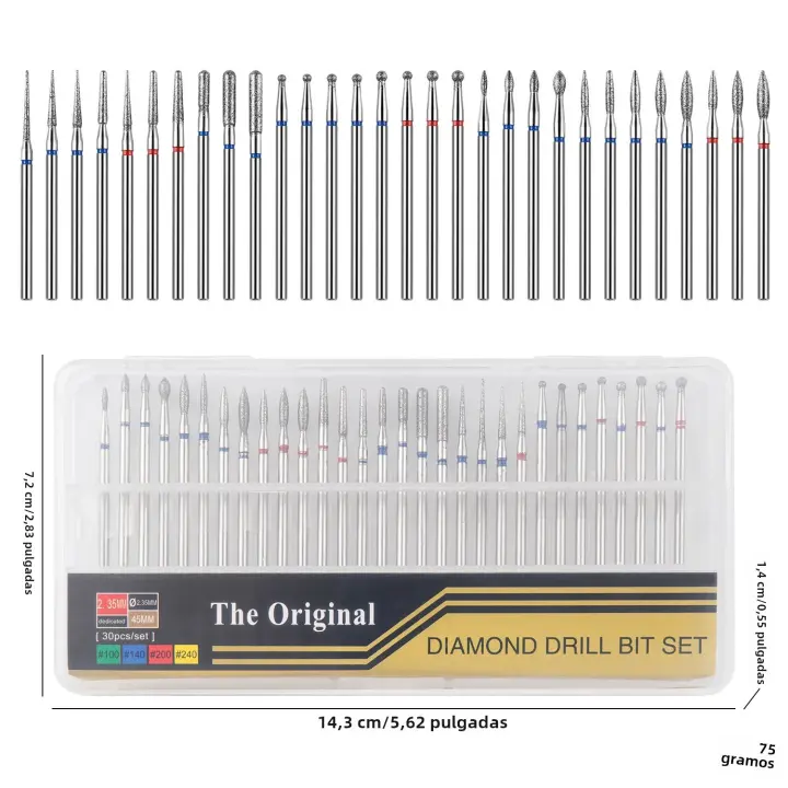 Set De 30 Piezas En Diamantes Para Uñas Brocas De Uñas Eléctricas Rotativas Para Manicura Y Pedicura Pulido De Uñas Fuertes - 1