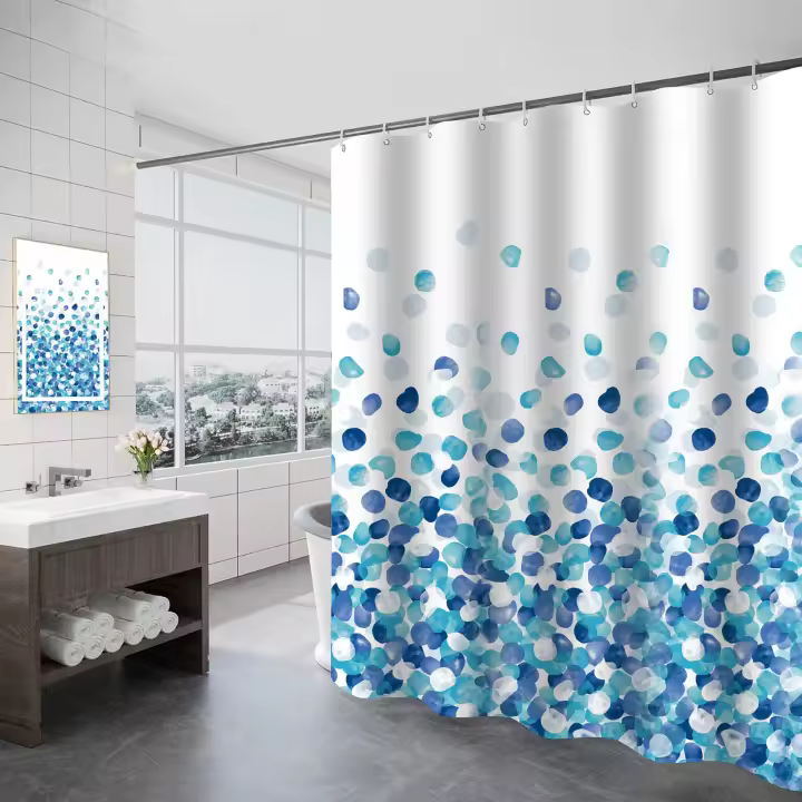 Cortinas de ducha resistentes al moho, con 12 ganchos, impermeables, de secado rápido, lavables y con peso para baño. - 1