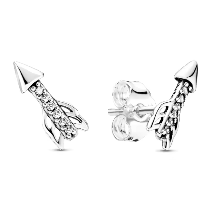 Pandora 297828CZ Pendientes de plumas y flechas brillantes Plata de ley - 1