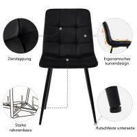 【Mejor venta】juego de Mesa de Comedor 5 piezas | Mesa retráctil para 4 personas (140 × 80cm) + 4 Sillas | Marco Metálico Robusto | Asiento en Terciopelo Negro | Diseño Moderno para Cocina y Comedo - details 4