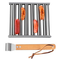 Soporte De Salsicías Para Barbacoa En Acero Inoxidable Ruedas Para BBQ Picnic Camping Accesorios De Barbacoa Para Cocina Doméstica Resistente Al Calor Fácil De Limpiar - details 4