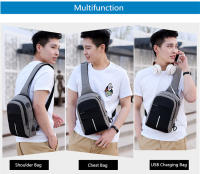 Bolsa De Hombro Pequeña Para Hombre Con Carga USB Impermeable Bolsa De Pecho Para Viaje Estilo Business Material Oxford - details 2