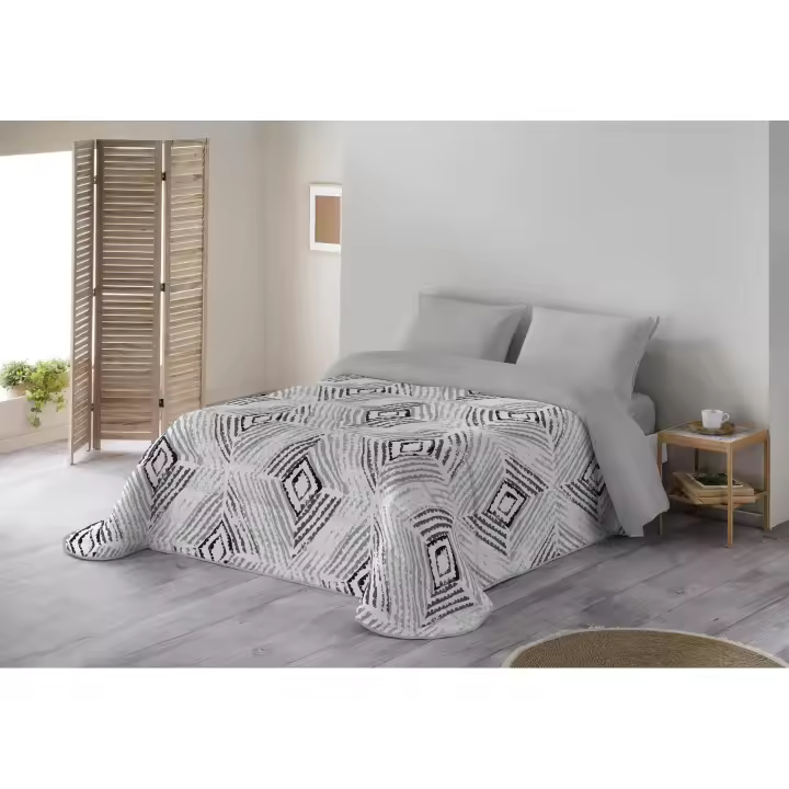 Edredón Alwin Naturals - Diseño Estampado - 300 Gramos de Relleno - Negro y Gris - 1