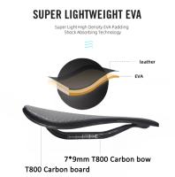 Sillín De Bicicleta De Carretera Samana Sin Logo Ultra Ligero 103g Fibra De Carbono T800 + Cuero PU Cojín Suave 7*9mm Unisex - details 3