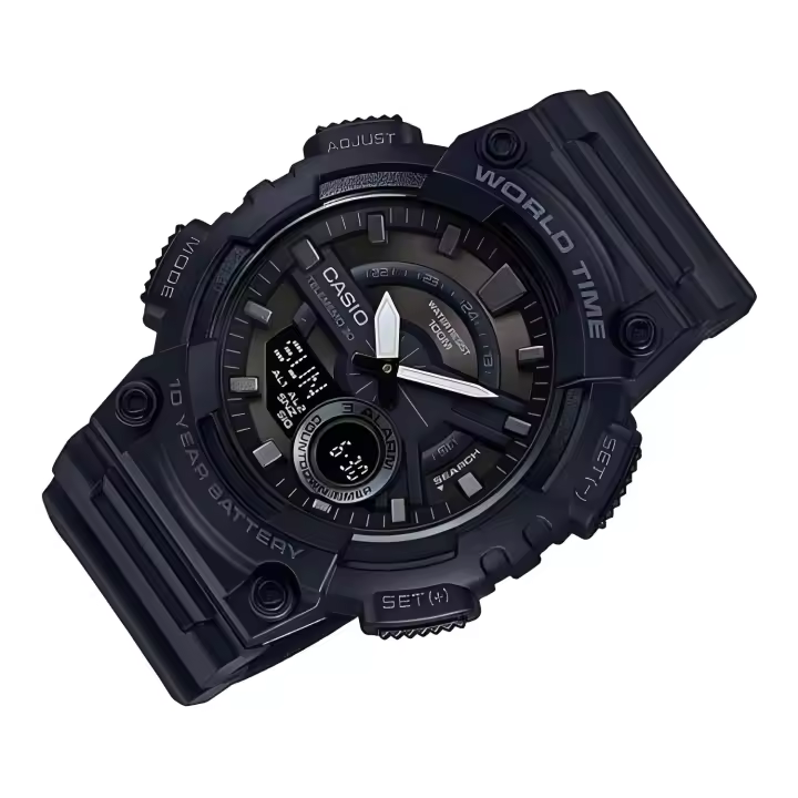 reloj hombre Casio aeq-110w-1b cronógrafo deportivo Hora Mundial 10 años batería Telememo 30 - 1