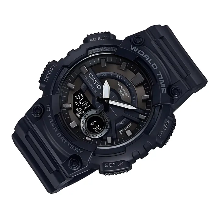 reloj hombre Casio aeq-110w-1b cronógrafo deportivo Hora Mundial 10 años batería Telememo 30 - 1