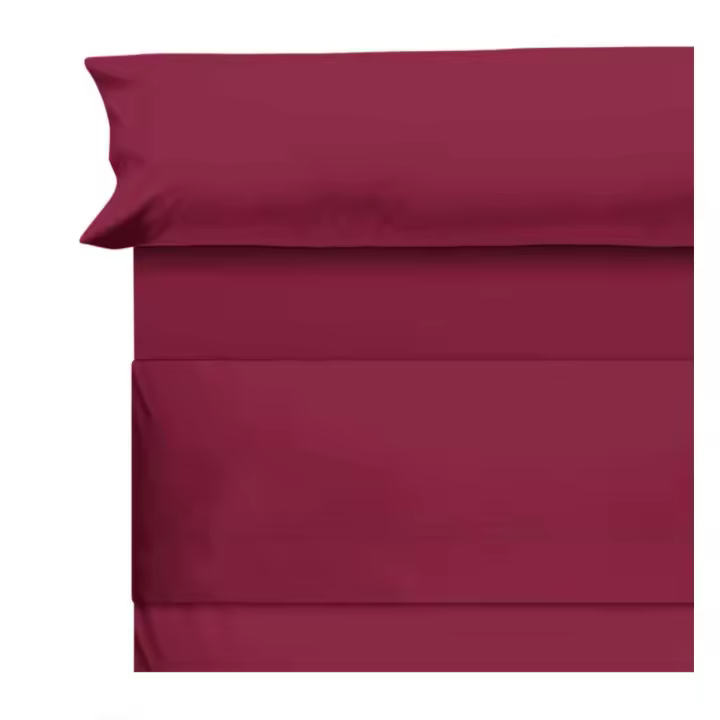 ANGAMA TEXTIL - ❣️​​ Sábanas de Verano 100% Poliéster tacto Suave -Burdeos- Juego de 3 Piezas - Extra Suaves Lisas - Modelo Sprin Collections. Compuesto por sábana bajera ajustable, sábana encimera + una funda de almohada. - 1