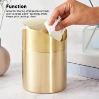 Mini Contenedor De Basura Para Encimera Ahorrador De Espacio Antihuella Acero Inoxidable 304 Para Escritorio En Oficina - details 12