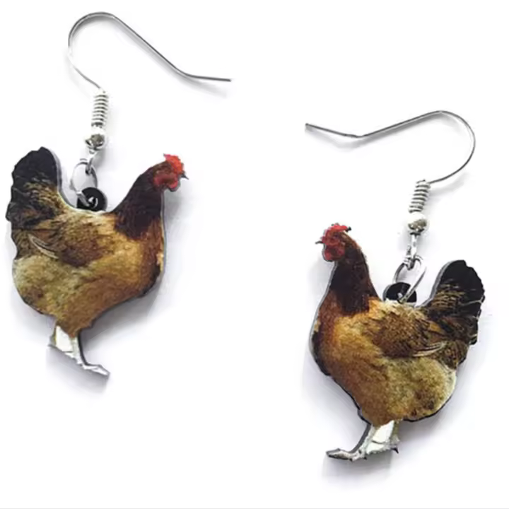 Pendientes Colgantes De Acrílico Con Diseño De Pato Y Flor Para Mujeres Y Niñas Joyería De Moda Largo Y Grueso Regalos De Encanto Animal - 1