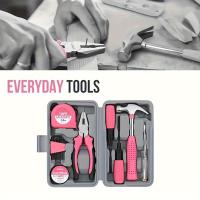 Kit De Herramientas Para Mujer 13pcs Paquete Mini De Herramientas Básicas Para El Hogar Color Rosa Conjunto De Herramientas Iniciador Small - details 1