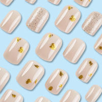 Kit De Uñas Postizas De Presión Para Mujeres Y Niñas 24 Piezas Juego De Uñas Postizas Cortas Cuadradas Con Diseño De Flores Geométricas Y Brillo Moda Oficina - details 65