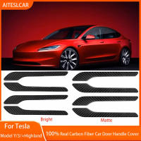 Cubierta De Manija De Puerta Para Tesla Model Y 3 /3+ Highland 2017-2025 Accesorios De Fibra De Carbono Real Kit De Adornos Exteriores Para Coche - details 0
