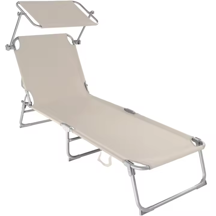 Tectake - Tumbona con 4 posiciones | Respaldo ajustable en 4 posiciones | Tumbona de jardín plegable | Tumbona de playa con parasol | Con 2 asas para transportar | Medidas totales (largo x ancho x alto): aprox. 190 x 68 x 28 cm - 1
