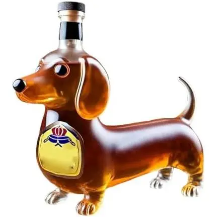 Botella de whisky con diseño de perro salchicha, única y divertida, decoración de decantador con forma de perro salchicha, ideal como regalo para hombres amantes del whisky (D) - 1