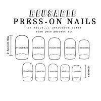 Kit De Uñas Postizas De Presión Para Mujeres Y Niñas 24 Piezas Juego De Uñas Postizas Cortas Cuadradas Con Diseño De Flores Geométricas Y Brillo Moda Oficina - details 29