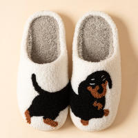 Zapatillas De Mujer De Dachshund Lindo Y Divertido Para Interior Cómodas Y Cálidas De Algodón Suave Con Plush Invierno Zapatos De Piso - details 1