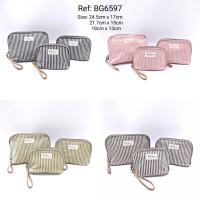 Bagsgarden Neceser de 3 piezas impermeable con rayas, adecuado para cosméticos, bolsa de viaje y gran capacidad de almacenamiento - details 5