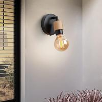 Lámpara de pared industrial con interruptor, Focos giratorios de 360 °, aplique de pared de Madera Retro Vintage, portalámparas E26 Edison para dormitorio y Sala de estar - details 2