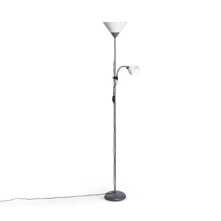 Ledkia Lámpara de Pie Metal con Luz de Lectura Ander Gris - 1