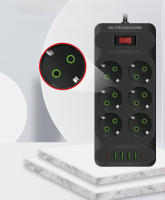 2m-Regleta De Enchufes Con 6 Tomas De Corriente Para Europa Con Interruptor, Enchufes De CA Y 4 Puertos De Carga Rápida USB Y 2 Tipo-C PD, 2500W/10A,La Oficina, El Dormitorio Y La Sala De Juegos, Protector Contra Sobretensiones - details 2