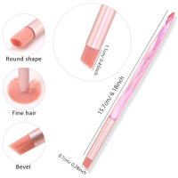 Cepillo De Arte De Uñas Con Mango De Acrílico Para Mezcla Suave Sombreado Y Detalles En Ombre Gradient Redondo En Rosa Y Transparente - details 4