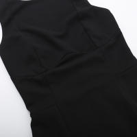 Vestido De Verano Para Mujer 2024 Estilo Europeo Y Estadounidense Cuello Redondo Sin Mangas Color Sólido Cintura Alta Manga Corta Casual Longitud De Rodilla - details 10