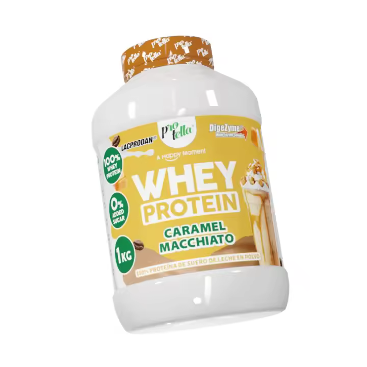 Whey Protein Caramel Macchiato 1kg | Proteína de suero premium para crecimiento y recuperación muscular | Rica en BCAA, baja en azúcares y grasas | Textura cremosa | Sabor Caramel Macchiato | Protella - 1