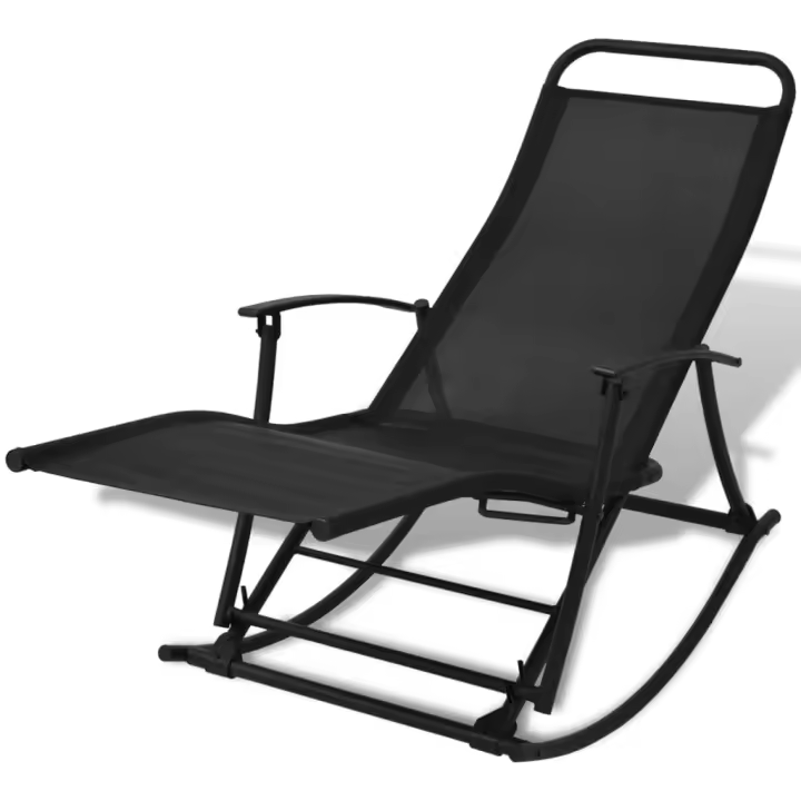 vidaXL Silla mecedora de jardín 2 unidades acero y textilene negro - 1