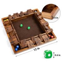 Juego de mesa de madera para niños y adultos, 12 pulgadas, 4 vías, cierra la caja, 2-4 jugadores juego inteligente para aprender a sumar, juego con 8 dados y reglas para cerrar la caja - details 4
