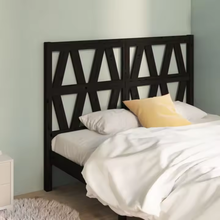 Cabecero de cama madera maciza de pino negro 126x4x100 cm - 1