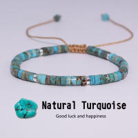 Pulsera De Hilo Tejida Con Piedras Turquesas Naturales Adaptable Para Mujer Regalo Pulsera Étnica De Moda Unisex - details 0