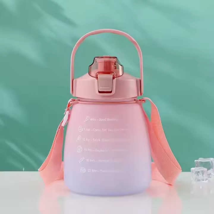 Botella De Agua Deportiva De 1.3L Con Tapa De Pastilla Para Mujer Capacidad Grande Portátil Color Gradient Para Actividades Al Aire Libre - 1