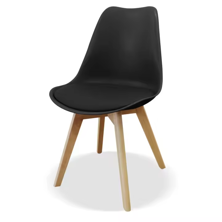 Sillas BATZAR Pure Confort - Pack 4 Unidades - Diseño Nórdico - Cojín Acolchado - Patas Madera Haya - Negro, Gris y Blanco - 1