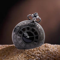 Reloj De Bolsillo Vintage Con Numeros Romanos Y Escala Dual En Negro Cadenas Joyería Antigua Colgante Para Hombre Y Mujer - details 3