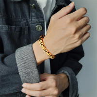 Pulsera De Acero Inoxidable 316L Para Hombre 8mm Color Oro Cadena De Mano Pulsera Hip Hop Joyería Regalo Para El Hombre - details 3