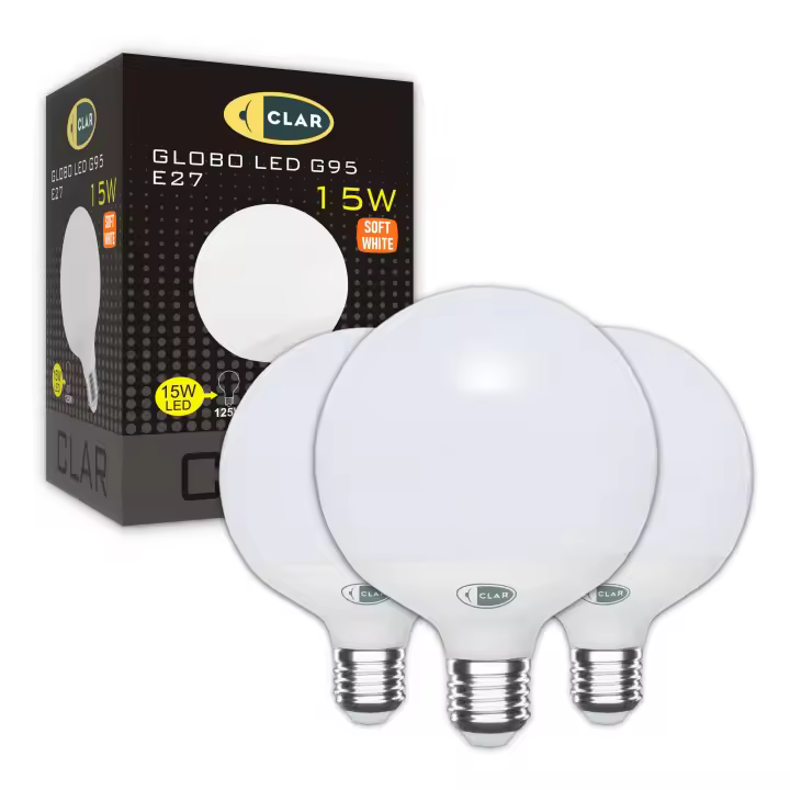 CLAR - Bombilla LED Globo 15W, Globo LED, Bombilla Grande Globo, Bombilla LED Redonda, Globos Luminosos, Bombilla Globo - 1