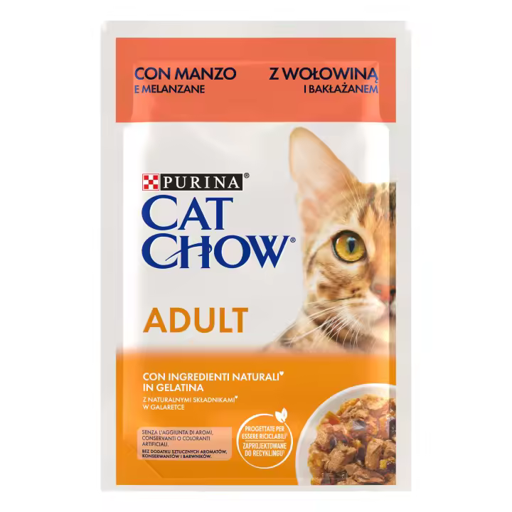 Cat Chow Adult Buey en Gelatina Sobres para Gatos  Comida húmeda para gatos adultos - 1