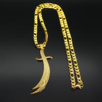 Collar Pendentivo De Acero Inoxidable En Color Oro Con Pendiente De Espada Zulfiqar De Imam Ali Religión Islámica Para Hombres Y Mujeres - details 7