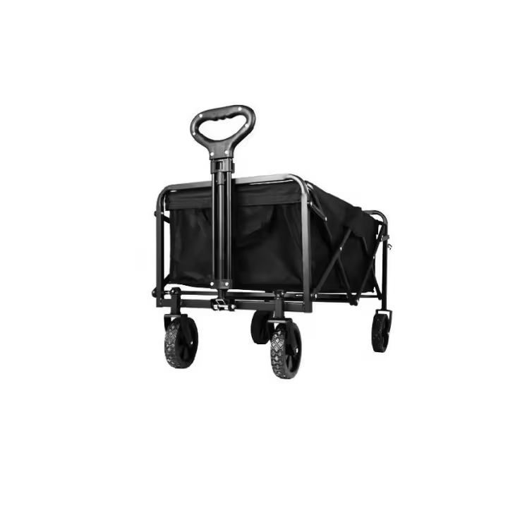 Carro Plegable para Playa con 4 Ruedas Anchas, Asa Ajustable, 2 Portavasos hasta 75 Kg - Carrito Camping Transporte Ideal para Acampar, Picnic y Compras - Negro - 1