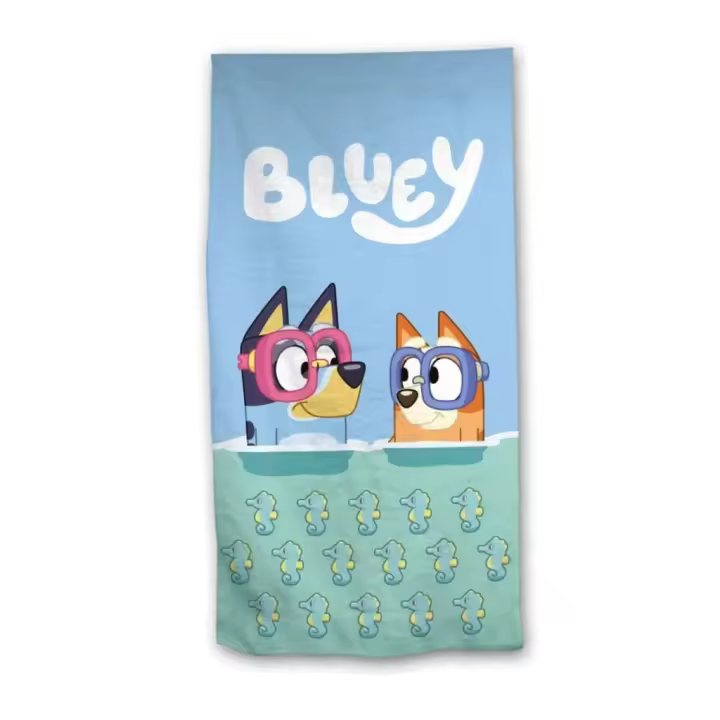 New Import - Toalla Infantil Bluey - Estampado - 100% Poliéster 70x140cm - Ideal para la Playa o Piscina - 1