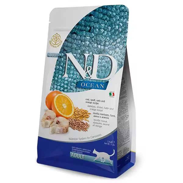 FARMINA N&D CAT OCEAN LOW GRAIN BACALAO 5KG / Alimento completo para gatos adultos - 1