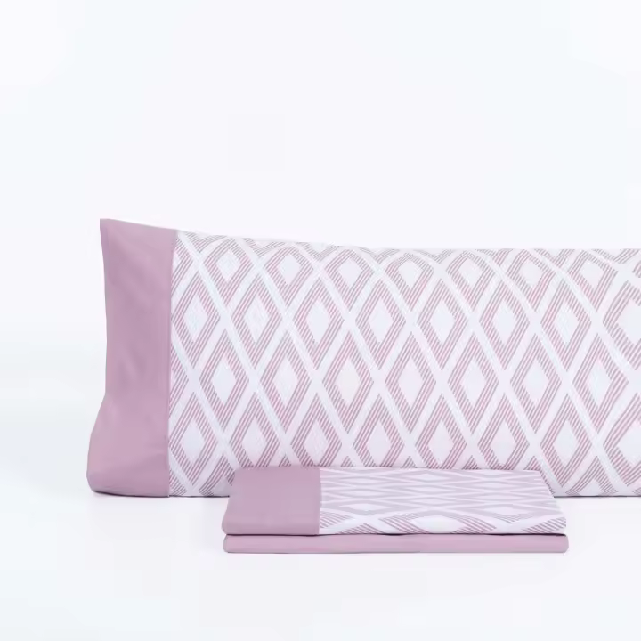 Llartextil Juego de Sábanas Albin Malva - Ropa de Cama Colorida y Transpirable - 1
