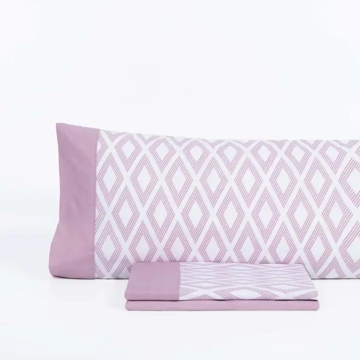 Llartextil Juego de Sábanas Albin Malva - Ropa de Cama Colorida y Transpirable - 1