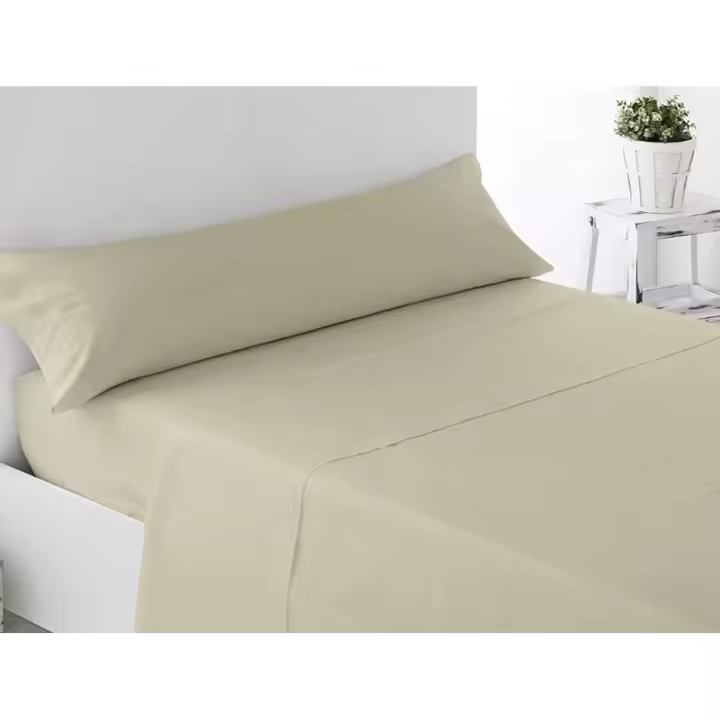ANGAMA TEXTIL - 😍​ Juego de Sábanas de Verano Microfibra 3 Piezas - Extra Suaves Lisas - Modelo Summer Collections - Eclipse - 100% Microfibra- Bajera ajustable- Descanso Feliz - Lisas - Beige - Angama Textil - 1