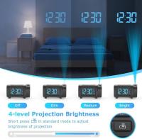 Reloj De Alarma Digital Con Función De Radio Y Modo Snooze Carga USB Reloj De Mesa Para Dormitorio Estilo Moderno Geométrico Proyección 180° - details 1