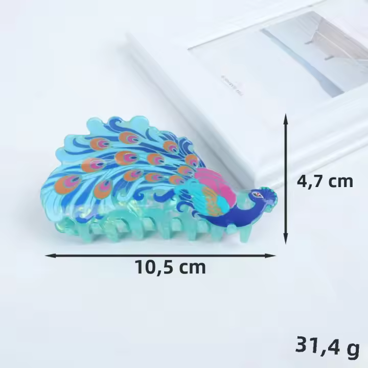 Pinza Para El Pelo En Forma De Pavucho Y Tiburón Imitación De Acetato De Alta Calidad Adorno De Cabello De Dibujos Animados Para Mujeres Accesorio De Moda Para Exteriores - 1