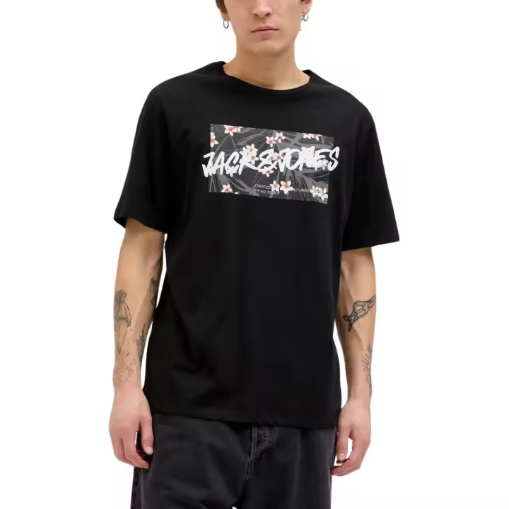 JJHAWAII SHAPE TEE SS CREW NECK  Black - 1